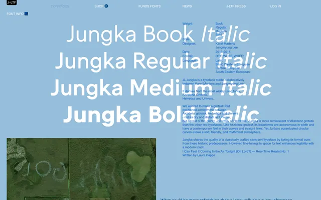 JL Jungka specimen from Jung-Lee Type Foundry