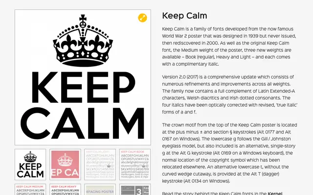 Keep Calm specimen from K-Type