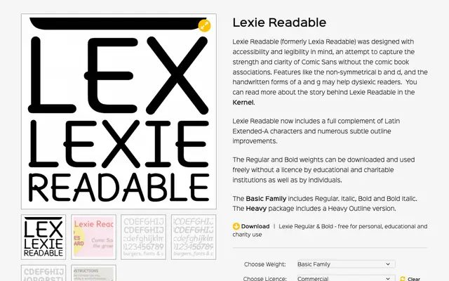 Lexie Readable specimen from K-Type