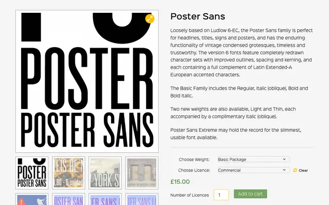 Poster Sans specimen from K-Type