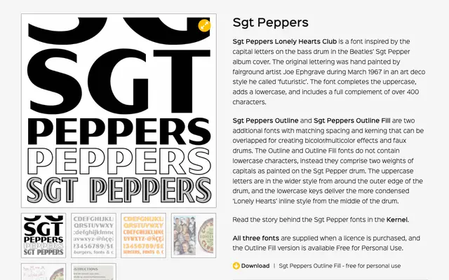 Sgt Peppers Lonely Hearts Club specimen from K-Type