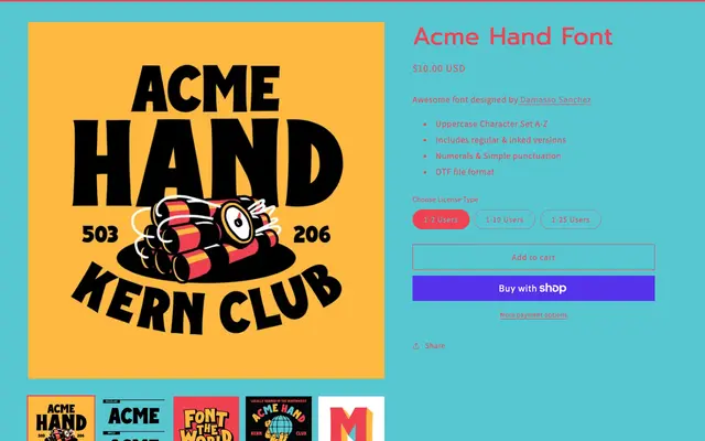 Acme Hand Font specimen from Kern Club