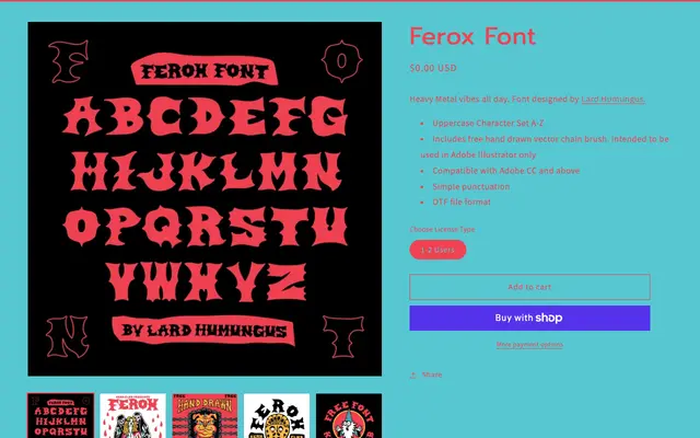 Ferox Font specimen from Kern Club