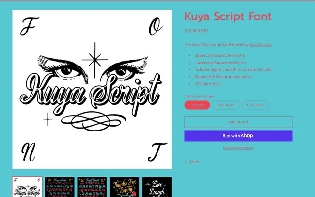 Kuya Script Font specimen from Kern Club