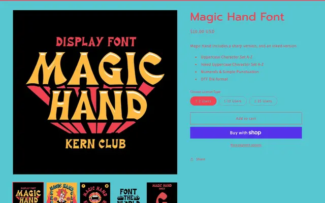 Magic Hand Font specimen from Kern Club
