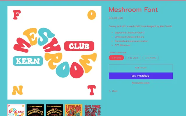 Meshroom Font specimen from Kern Club