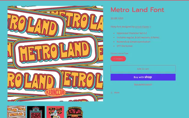 Metro Land Font specimen from Kern Club