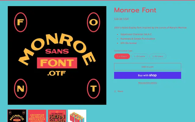 Monroe Font specimen from Kern Club