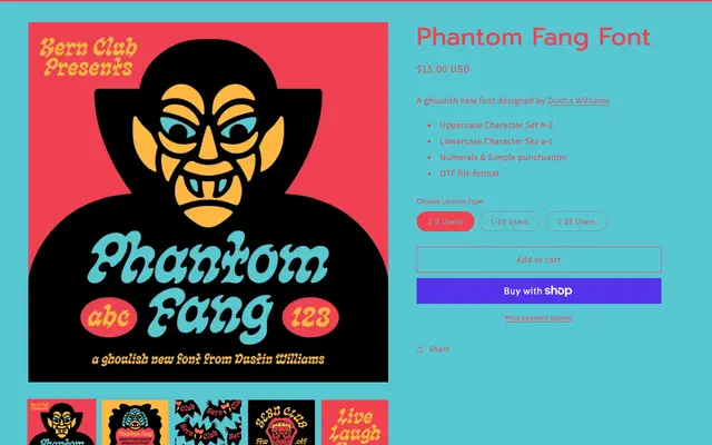 Phantom Fang Font specimen from Kern Club