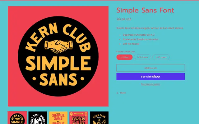 Simple Sans Font specimen from Kern Club