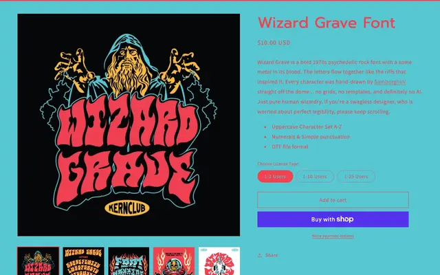 Wizard Grave Font specimen from Kern Club