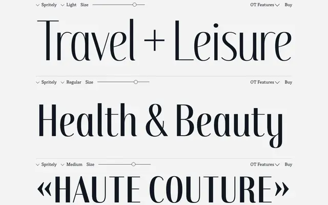 Spritely specimen from Kevin Foley Fonts