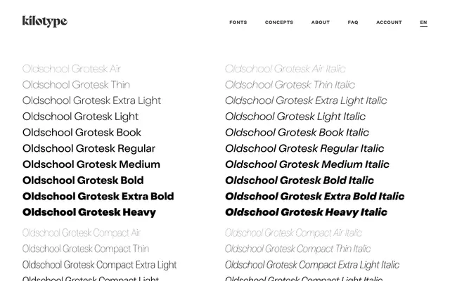 Oldschool Grotesk specimen from Kilotype