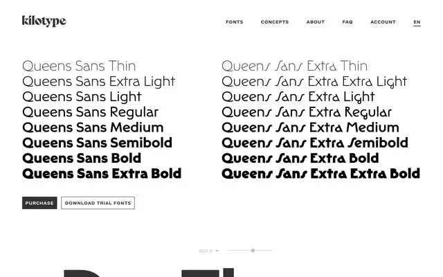 Queens Sans specimen from Kilotype