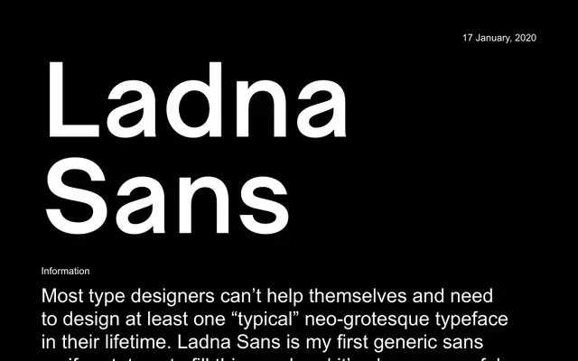 Ladna Sans specimen from Kirjatehnika
