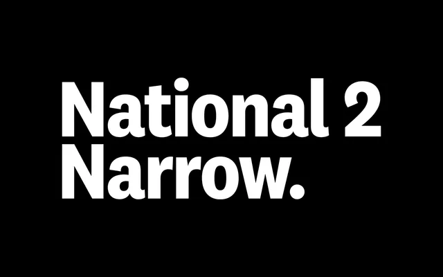 National 2 Narrow specimen from Klim Type Foundry