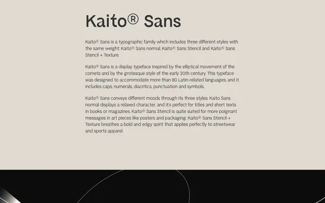 Kaito Sans specimen from Kobu Foundry