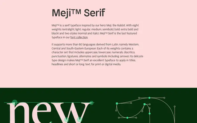 Meji™ Serif specimen from Kobu Foundry