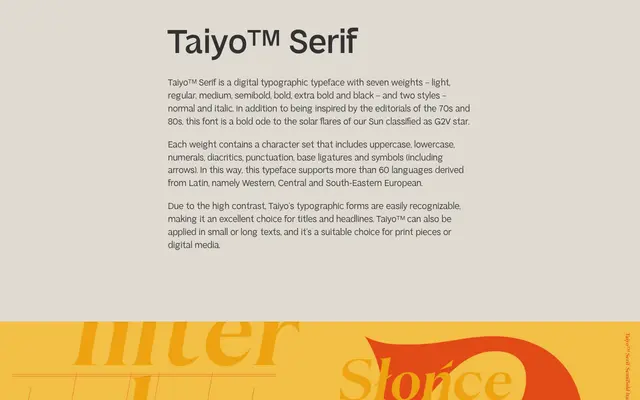Taiyo Serif specimen from Kobu Foundry