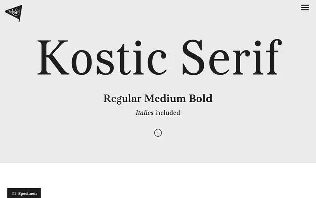 Kostic Serif specimen from Kostic Type