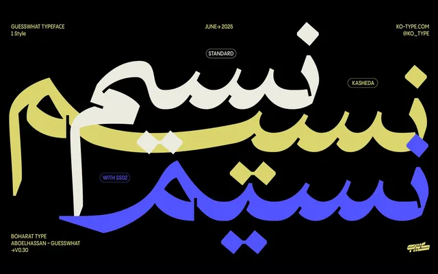 Guesswhat Typeface specimen from Kotype