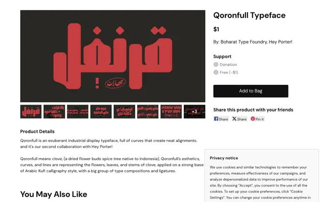Qoronfull Typeface specimen from Kotype