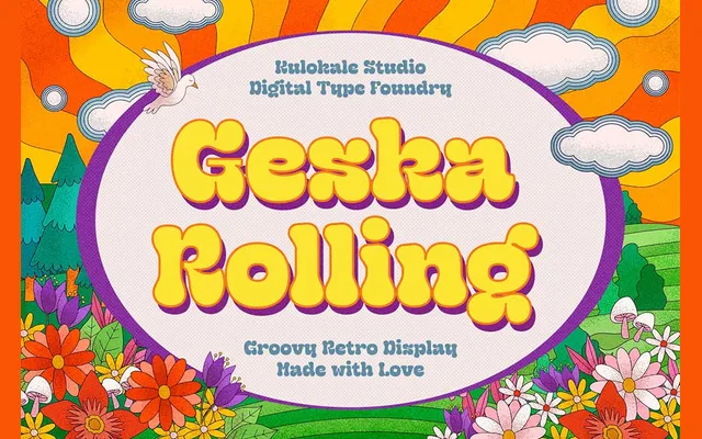 Geska Rolling Font specimen from Kulokale