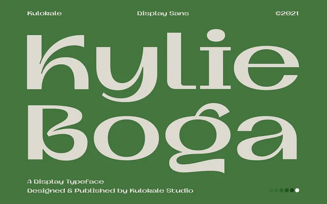 Kylie Boga Display Font specimen from Kulokale