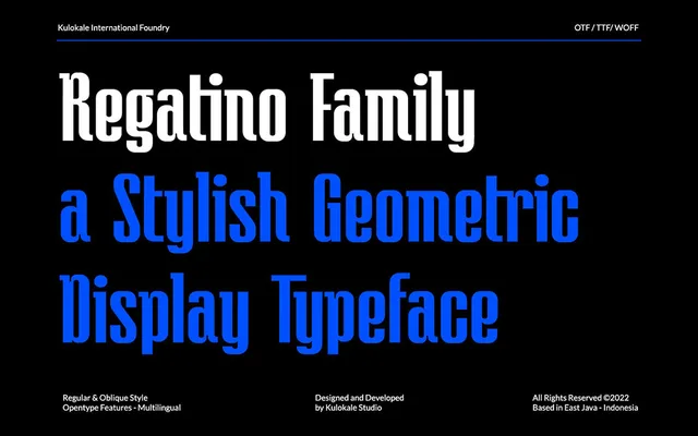 Regatino Font specimen from Kulokale