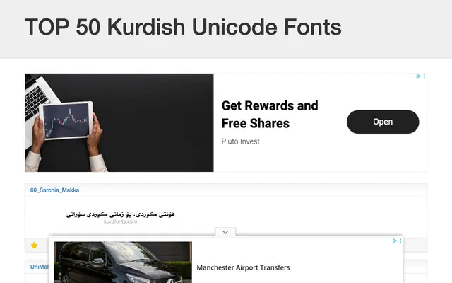 TOP 50 Kurdish Unicode Fonts specimen from KurdFonts