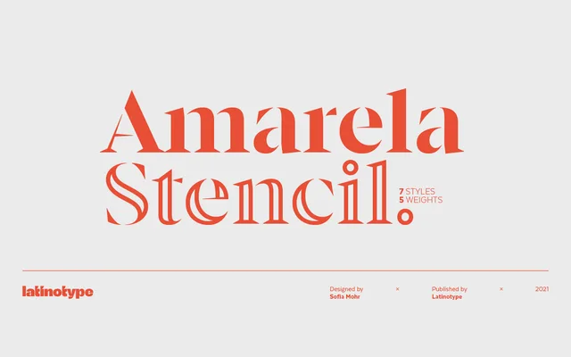 Amarela Stencil specimen from Latinotype