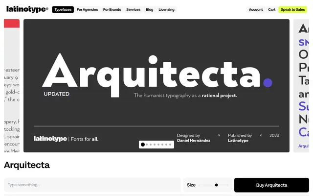 Arquitecta specimen from Latinotype