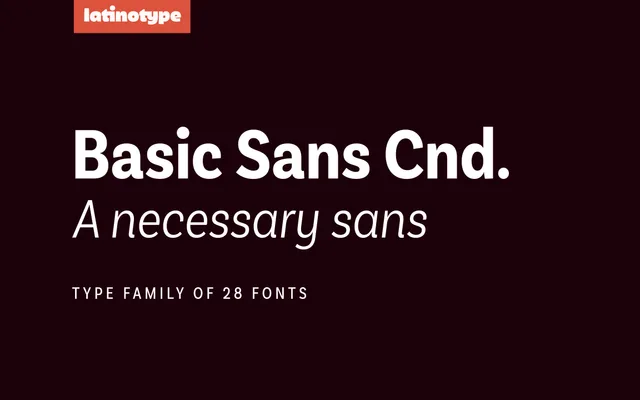 Basic Sans Condensed specimen from Latinotype