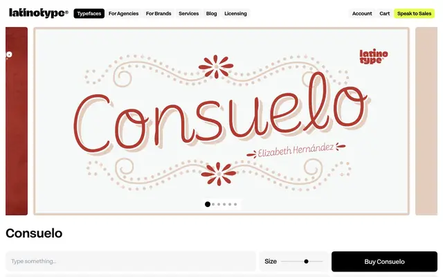 Consuelo specimen from Latinotype