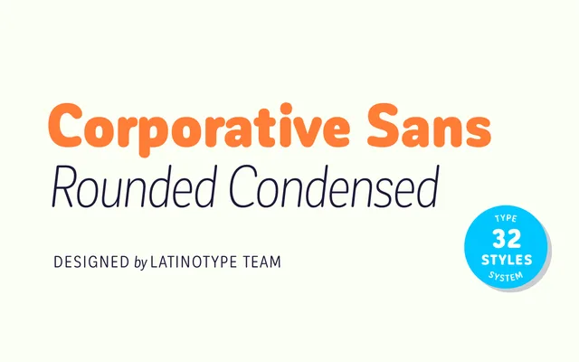 Corporative Sans Rounded Condensed specimen from Latinotype