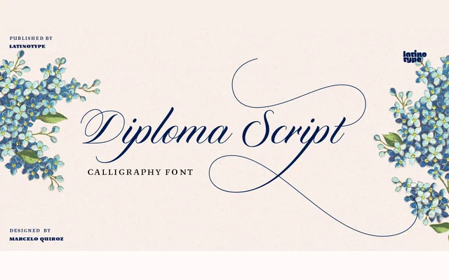 Diploma Script specimen from Latinotype