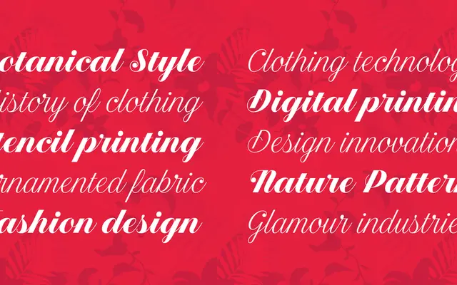 Estampa Script specimen from Latinotype