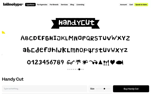 Handy Cut specimen from Latinotype