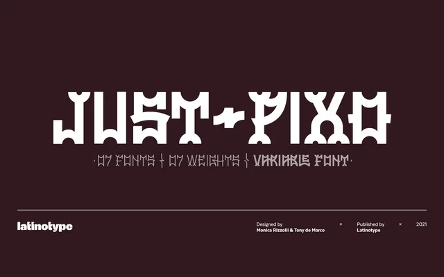 Just Pixo specimen from Latinotype