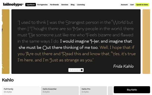 Kahlo specimen from Latinotype