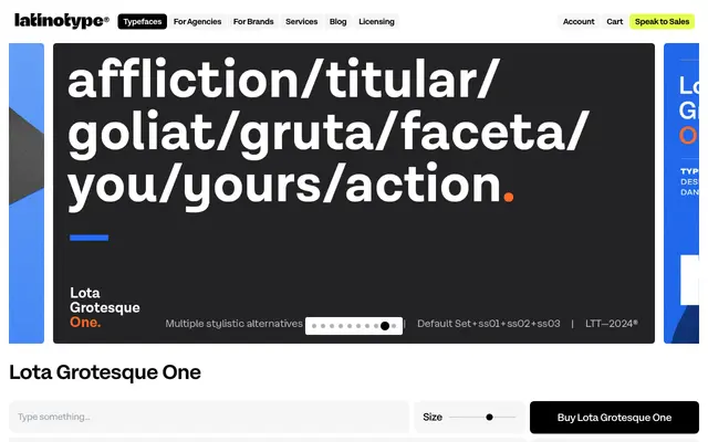 Lota Grotesque One specimen from Latinotype