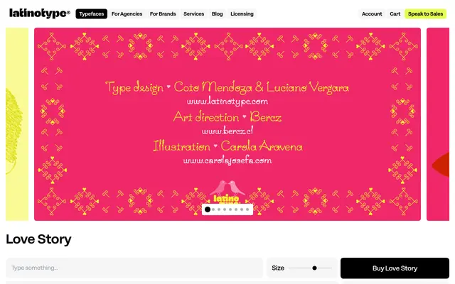 Love Story specimen from Latinotype