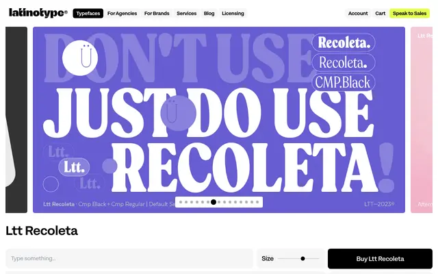 Ltt Recoleta specimen from Latinotype