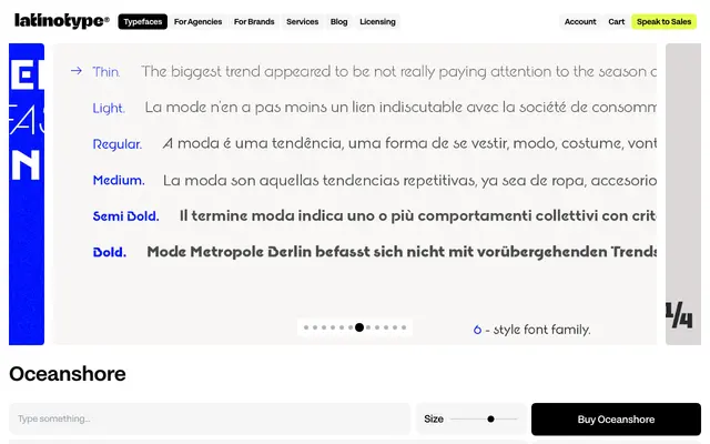 Oceanshore specimen from Latinotype