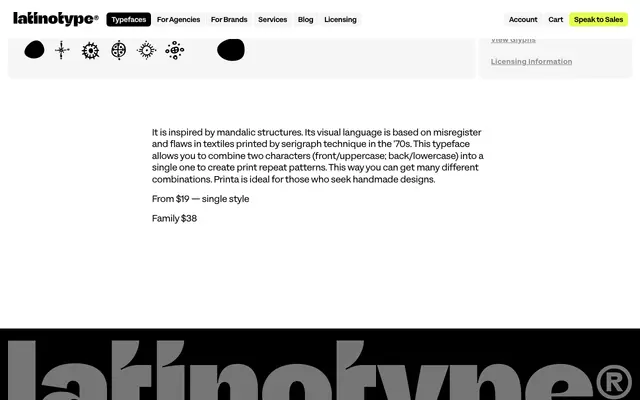 Printa specimen from Latinotype
