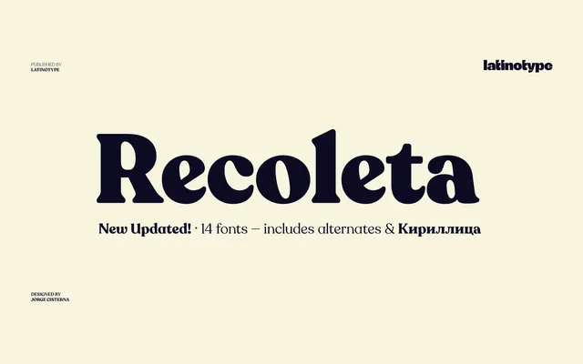 Recoleta specimen from Latinotype