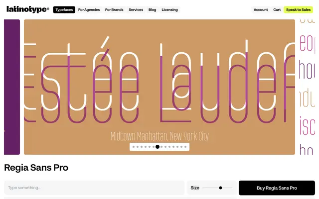 Regia Sans Pro specimen from Latinotype