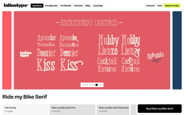 Ride my Bike Serif specimen from Latinotype