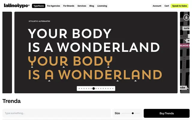 Trenda specimen from Latinotype