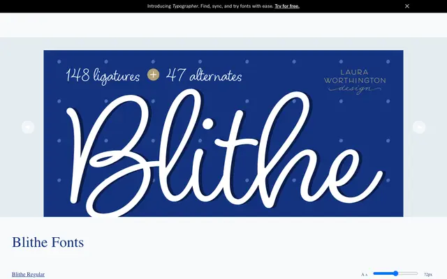 Blithe specimen from Laura Worthington Design